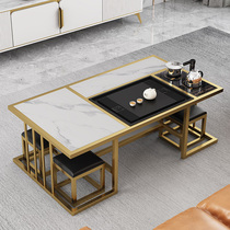 Simple modern rock board kung fu coffee table small apartment living room household tea table light luxury office tea set