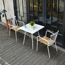 Outdoor rattan chair three-piece balcony white milk tea shop table and chair B & B hotel outdoor leisure courtyard white rattan chair