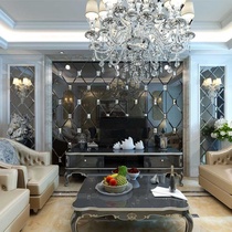 European art glass mirror guest restaurant TV sofa square diamond-shaped golden tea gray Black Mirror film and television entrance background wall