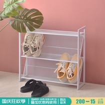 Wrought iron shoe rack simple door multi-layer household indoor beautiful metal small narrow shoes storage artifact ultra-thin