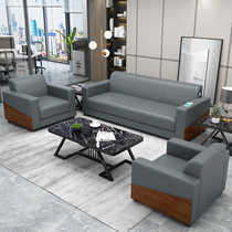 Office sofas tea table combination suit modern minimalist office reception fair guests business trio position sofa