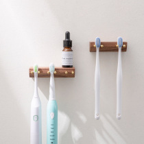 Solid wood electric toothbrush hanging rack wall-mounted denture free tooth cup toothbrush toothpaste mouthwatering cup shelf hanging wall-mounted shelf