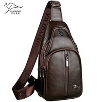 New Kangaroo Mens Bag Chest Bag Men Genuine Leather Casual Single Shoulder Diagonal Satchel Tide Large Capacity Backpack Head Layer Cow Leather