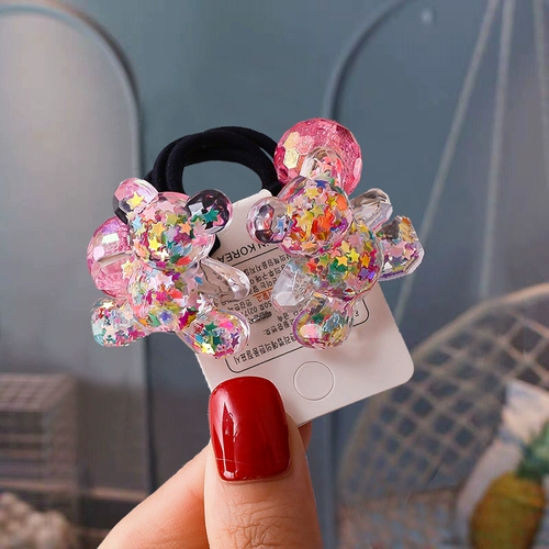 Детская высококачественная резинка для волос, блестки для ногтей, прочный безвредный аксессуар для волос, с медвежатами, в западном стиле, не повреждает волосы