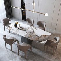 Italian rock plate dining table Small household Pandora modern simple bright light designer Nordic luxury stone dining table