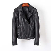 Imported sheepskin leather coat female 2021 autumn new Korean slim lapel motorcycle leather jacket short