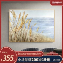Hand-painted oil painting custom living room decoration painting modern simple luxury scenery rice ear restaurant sofa background wall hanging painting