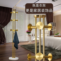 Light luxury hanging coat rack home floor bedroom Net red stainless steel large clothes hanger clothes rack Rod rack simple living room