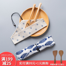 Portable tableware cloth bag empty storage box Japanese spoon Fork chopsticks bag empty box lunch box students students