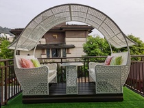 Outdoor Rattan Rocking Chair Outdoor Balcony Power Rocking Chair Garden Courtyard Homestay Villa Leisure Double Four Swings