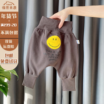 ins baby high waist belly pants spring and autumn 9 months male and female baby big pp pants cotton New Birth leg pants Korean version