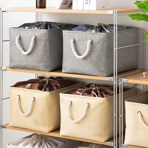 Cotton linen fabric clothing clothing storage box foldable wardrobe corset mouth storage basket box large finishing box household