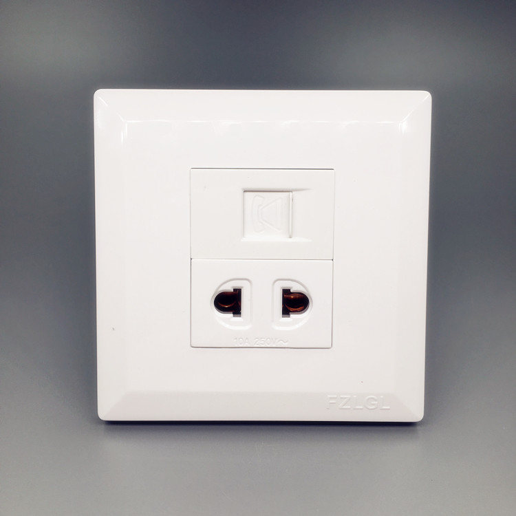Telephone plus two-hole socket, one-way single telephone line interface with two-hole power switch panel