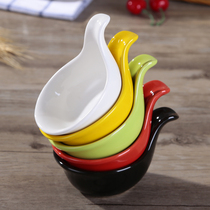 Creative ceramic sauce seasoning dish color glaze dessert cold dish bowl small saucer with caviar spoon dish set