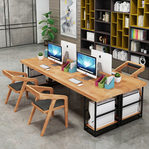 LOFT Industrial Wind solid wood computer desk staff desk simple modern office furniture office table and chair combination