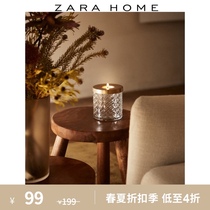 Zara Home European Style Gold Metal Edge Carved Effect Glass Candle Holder 41384048302