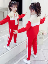  Korean girls autumn suit 2021 new Western style spring and autumn net red Zhongda childrens Korean sports two or three-piece suit