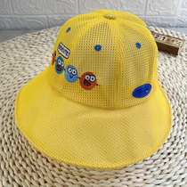 Childrens hat Summer mesh fisherman hat Smiling face big eaves sun visor sunscreen basin hat for men and women breathable cool hat Korean version