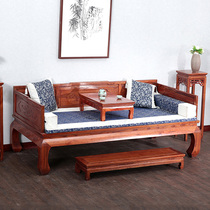 Grass dragon carved Arhat bed three-piece set of Chinese solid wood Arhat collapsed bed Tatami sofa nap bed