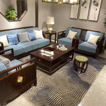 New Chinese modern minimalist large family style Zen Luxurious Villa Ukim Wood Full Solid Wood Sofa Combined Guest Hall Furniture