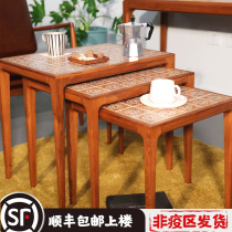 Wooden furniture Nordic medieval small tea table Balcony Tiles Table Poles minimalist sofa Edge a few minimalist models