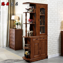 Solid wood porch cabinet small apartment 0 92 meters living room partition cabinet wine cabinet against the wall modern Chinese entrance double-sided shoe cabinet
