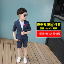 Handsome childrens suit short sleeve suit suit wedding flower boy dress summer dress boy catwalk suit British