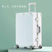 Aluminum frame luggage 20 rod box college student suitcase white scratch-resistant box Tide men and women 24 inch universal wheel net red