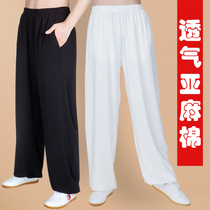 Taiji pants women Summer cotton linen martial arts training lantern tai chi practice pants Tai Chi clothing men Silk
