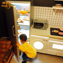 Parent-child restaurant simulation kitchen simulation shelf mini refrigerator toy cabinet equipment childrens indoor amusement facilities