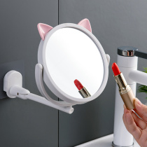 Hole-free wall-mounted wall-mounted small mirror Bathroom wall simple makeup mirror Household bathroom wall-mounted bathroom mirror