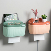Household wall-mounted tissue box toilet non-punching box toilet waterproof toilet paper storage box rack