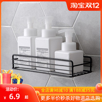 Bathroom non-perforated wrought iron shelf Wall Wall storage artifact kitchen multifunctional with adhesive hook drain rack