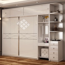 Modern simple sliding door wardrobe economic panel wooden storage cabinet combination bedroom whole wardrobe