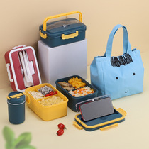 Lunch box office workers large capacity three-piece set square convenient lunch box students adult can microwave oven heating jdv4