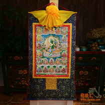 Buddha scroll painting Tibetan gold-plated thangka green female 21-degree mother 21-degree mother thangka 120 * 66cm