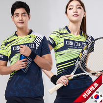 Korean badminton suit for men and women short sleeve breathable quick-drying coat couples fashion slim slim slim comfortable sports suit