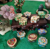 80 years old Beijing specialty handicraft Cloisonne Jewelry rouge box ancient style palace silk enamel inventory old goods