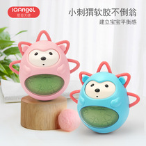 Large music tumbler baby tooth gum built-in Bell to appease early childhood cute hand-cranked interactive Hedgehog toy