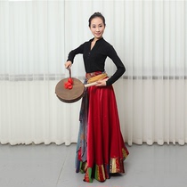 Ethnic dance supplies props adult Tibetan dance drum hot bar drum cowhide drum painted Yangko drum fan drum