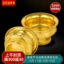Buddhism s999 sterling silver gold plated water supply bowl water purification cup seven holy cup eight treasures 7cm diameter 1