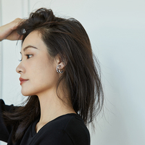 Mei Yang MEIYANG (spot) White Fumei earrings shiny double ring diamond ear clip ear pin high sense female