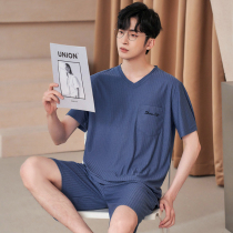Pajamas men summer summer modal short sleeves thin style casual simple summer ice silk men can wear housewear suits