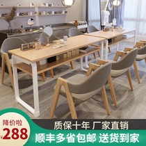 Nail table and chair set nail table original wood color Net Red single double economy nail table combination ins Japanese style
