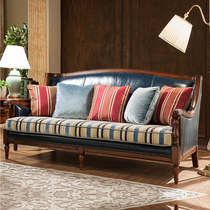 American-style leather sofa combination living room three-person small apartment European-style classical minimalist modern fabric furniture set