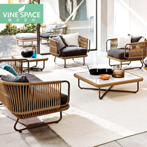 Leisure outdoor Nordic living room rattan chair sofa combination homestay model room garden courtyard balcony rattan sun room