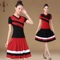 Square dance clothing new suit short-sleeved dance skirt Modal womens middle-aged summer performance suit dance suit