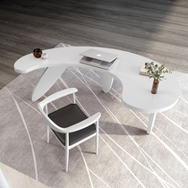 Solid wood designer desk Light luxury modern bedroom Simple arc desktop computer boss table Shaped desk