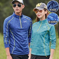 Spring Autumn Speed Dry Clothes Mens Long Sleeve Plus Suede Outdoor Sports Running Thickening Semi-Zipped Hiking Mountaineering Mountaineering t-shirt woman