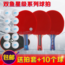 Pisces ping-pong racket Samsung four-star five-star ping-pong racket double-sided anti-glue horizontal shot straight shot racket send 10 balls